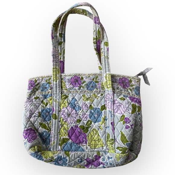 Vera Bradley Handbags - Vera Bradley Watercolor Gray Two Handle Shoulder Bag Zipper Purse Tote